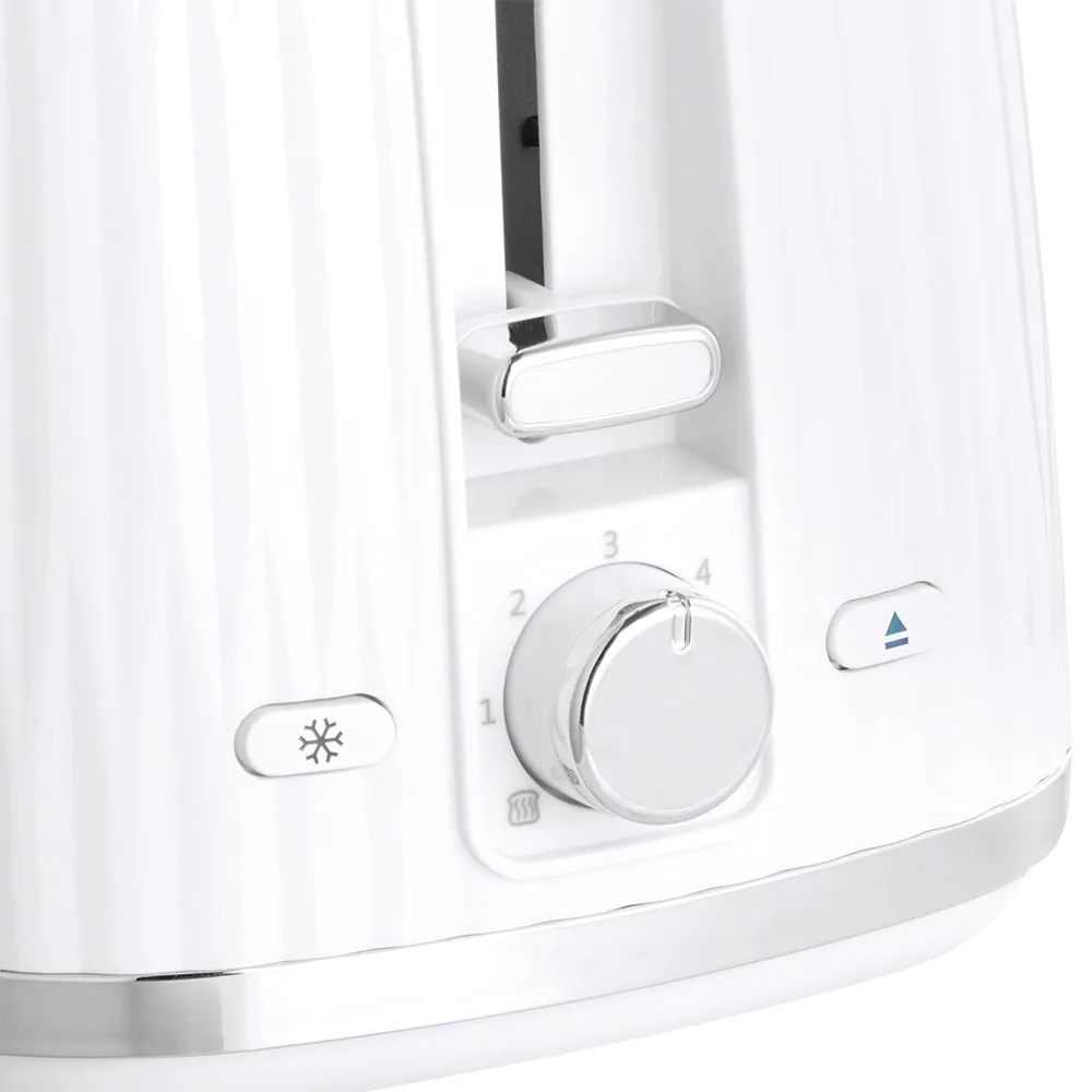 Тостер Russell Hobbs Eden 800 Вт, пластиковий, функції підігріву та розморожування, білий.