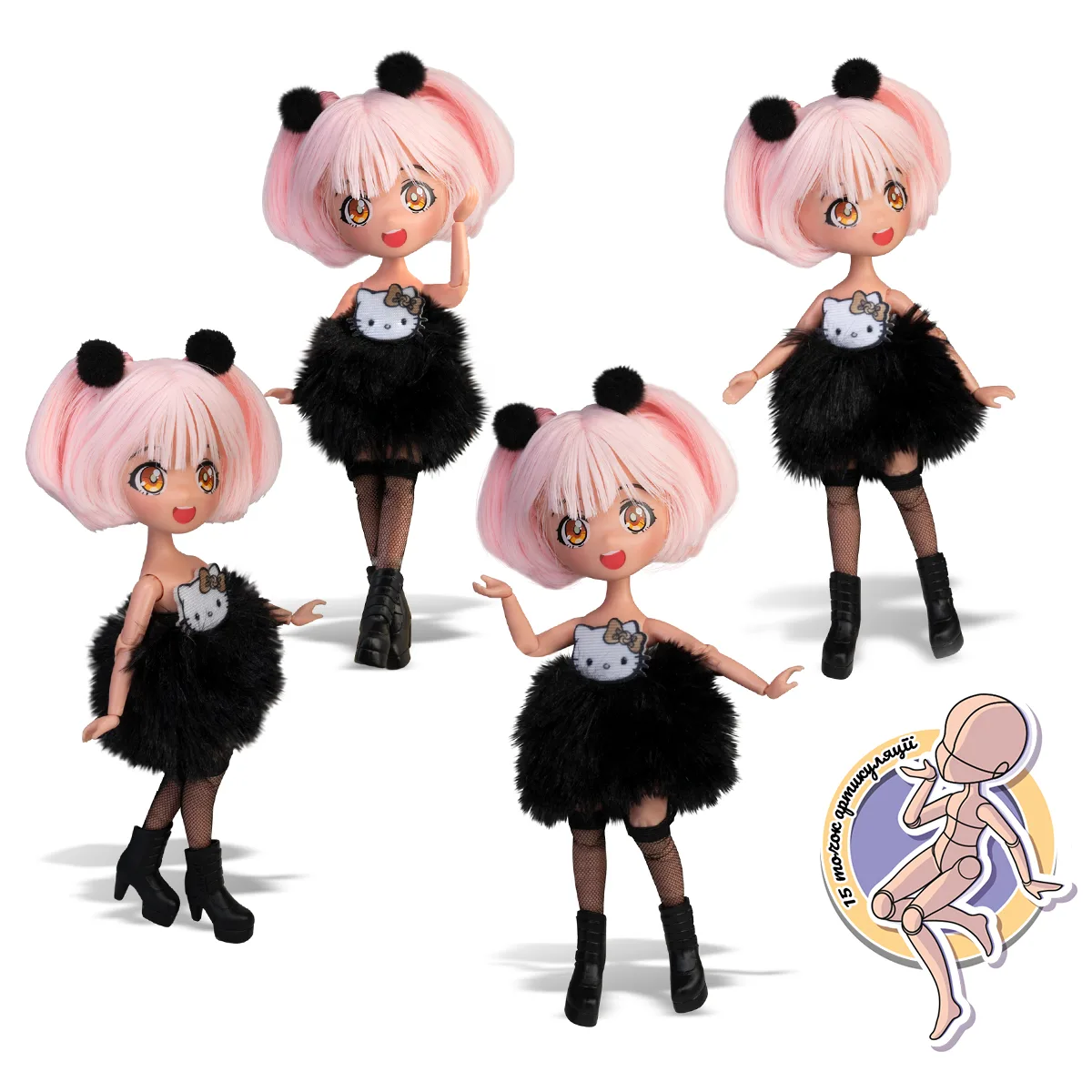Лялька 4SF Manga Dolls Hello Kitty комбіновані матеріали 19,5 см золота