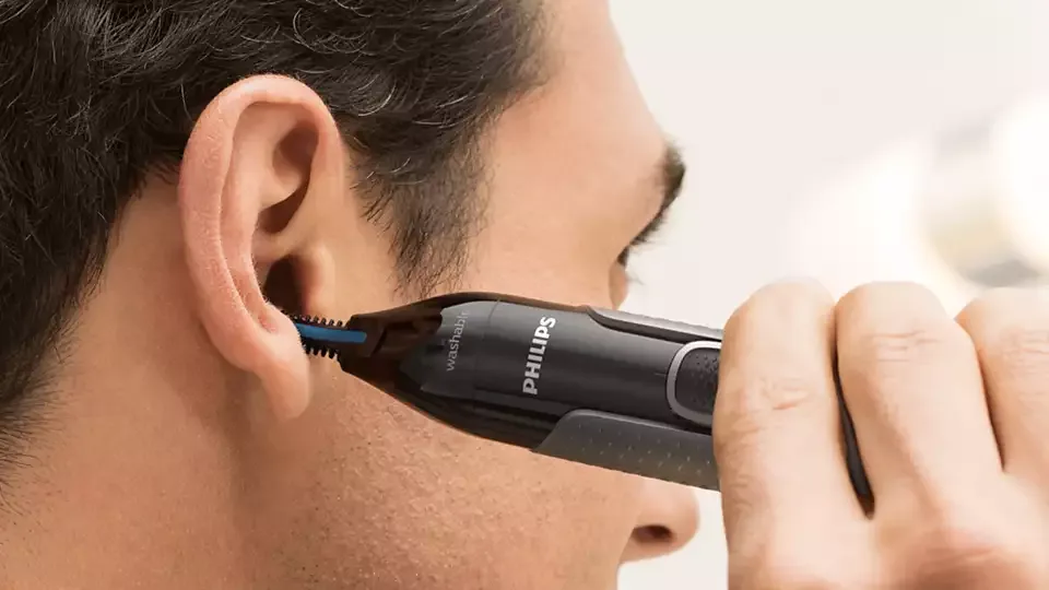 Тример Philips Series 3000, 1xAA, 2 насадки, сталь, чорний.