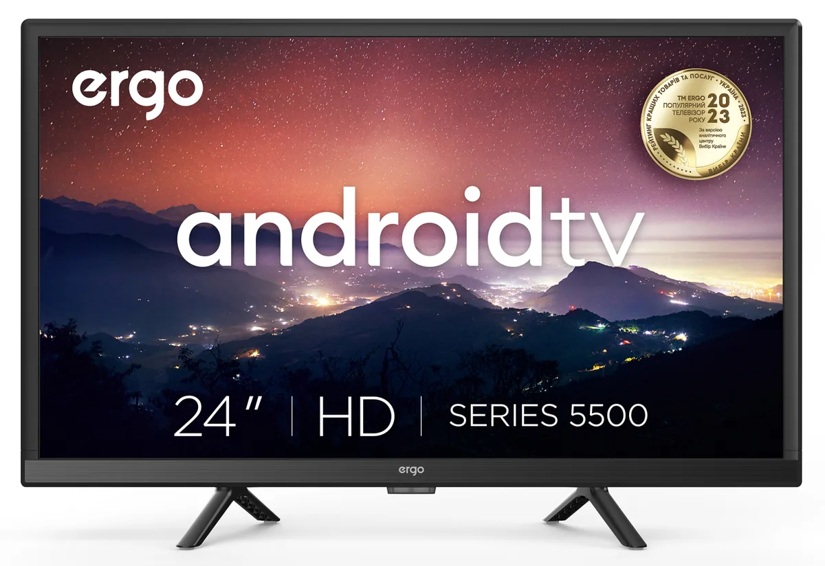 LED телевізор ERGO 24 дюйми чорний VA HD Smart TV