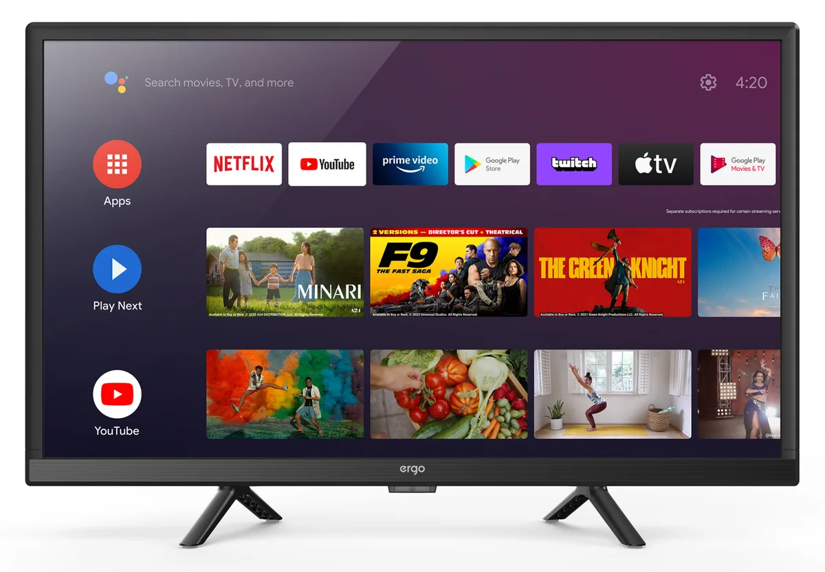 LED телевизор ERGO 24 дюйма черный VA HD Smart TV