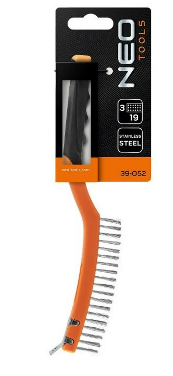 Щітка дротяна Neo Tools 3 ряди 19 пучків для видалення іржі та бруду з нержавіючої сталі ручка нековзна