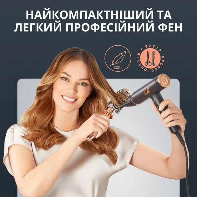 Фен Rowenta 1700 Вт чорний з дифузором і концентратором