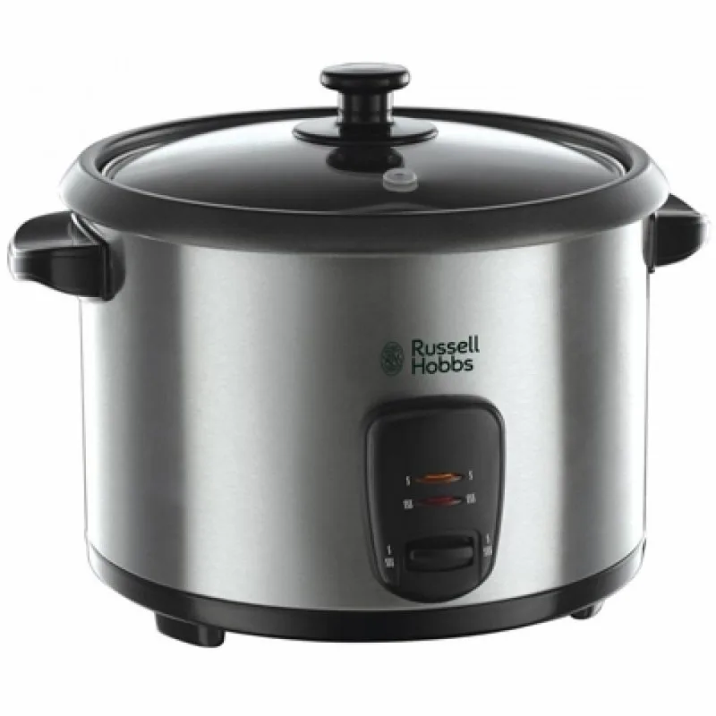 Електрична рисоварка Russell Hobbs CookHome, об'ємом 1.8 л, з електронним управлінням, з нержавіючої сталі, чорного кольору.