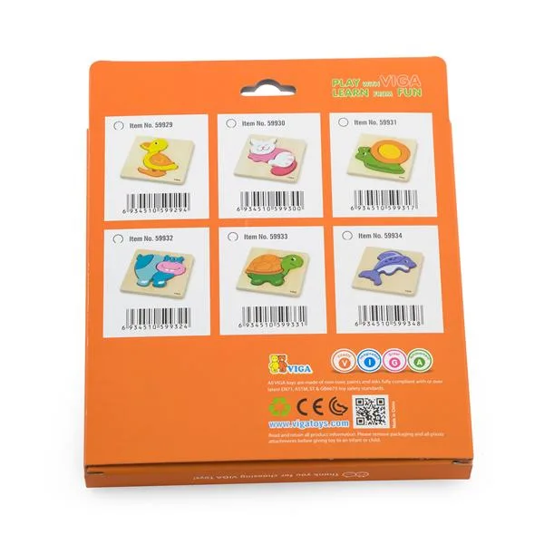 Дерев'яний мініпазл Viga Toys 17х2х15 см білий блакитний
