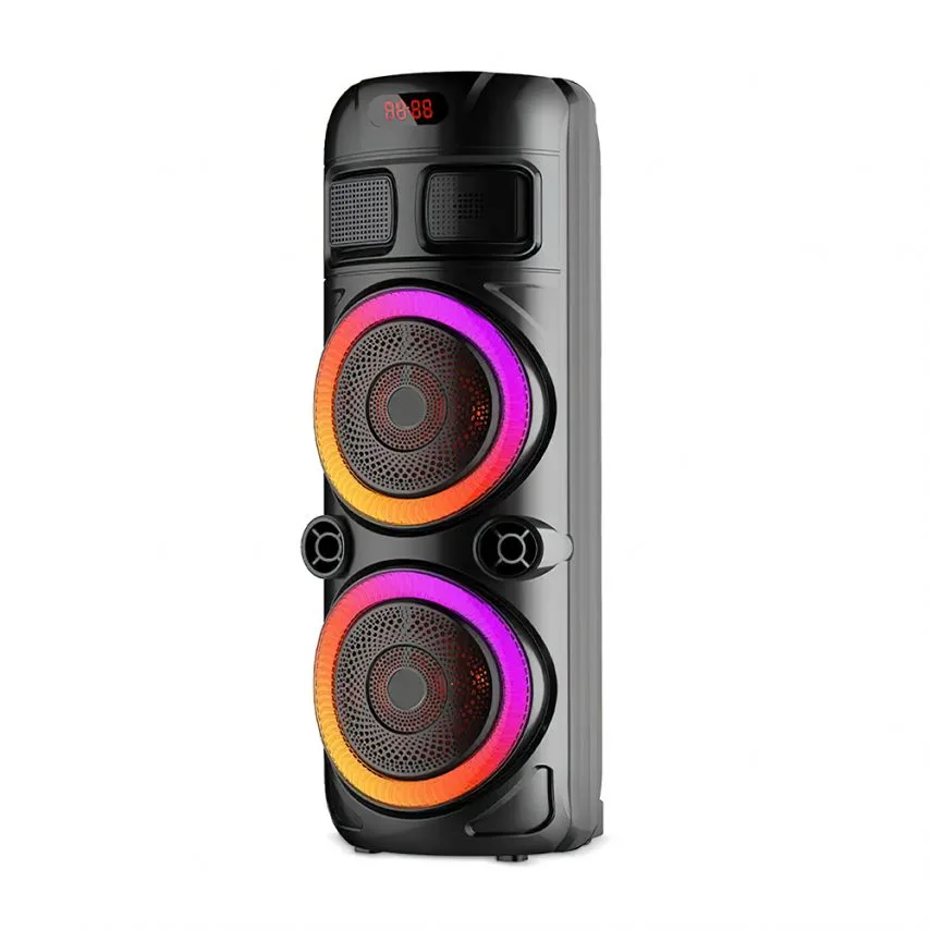 Портативна колонка Bluetooth 40W 203мм чорна з мікрофоном та підсвічуванням