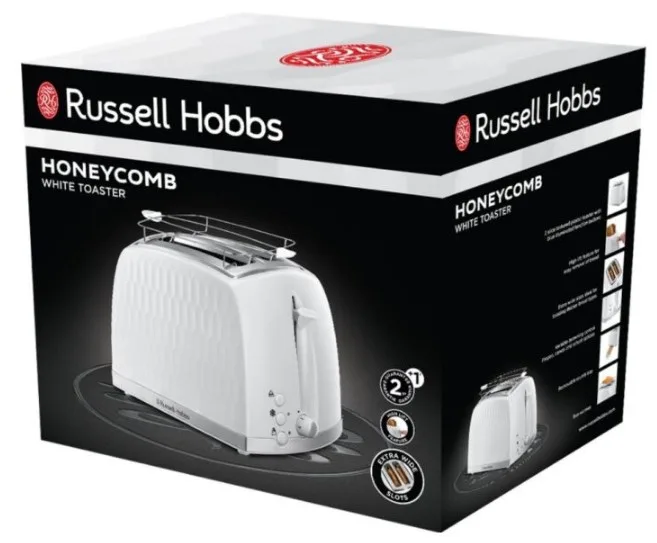 Тостер Russell Hobbs пластик 19,6х26,8х18,5 см Білий