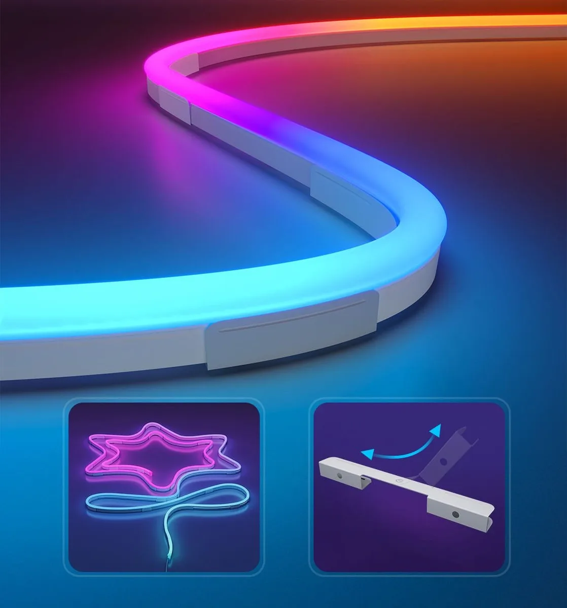 Светодиодная лента умная Govee H61D3 Neon Rope Light 2,3 м, RGBIC, WI-FI/Bluetooth, белая