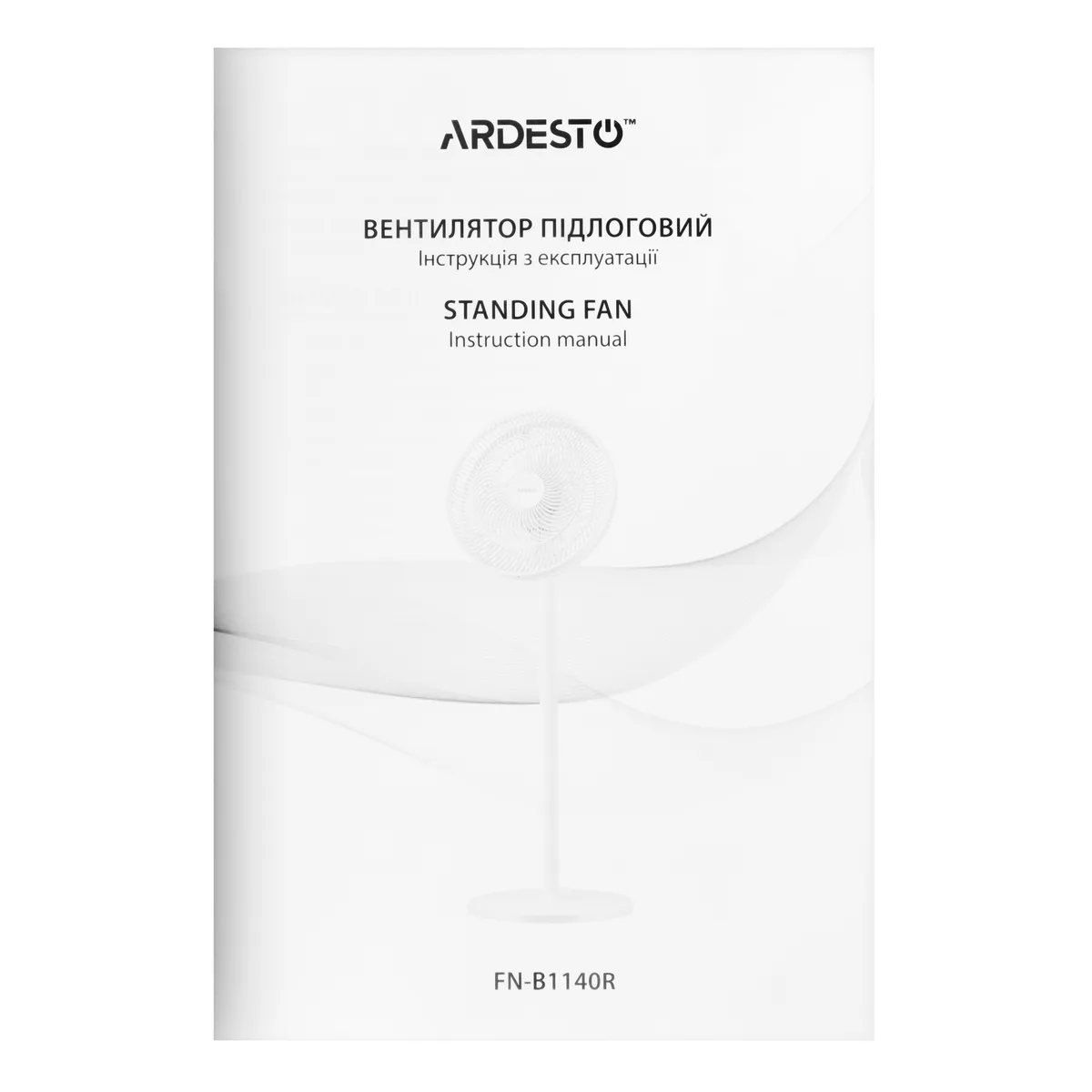 Вентилятор ARDESTO FN-B1140R, напольный, диаметр 40 см, мощность 55 Вт, электронное управление, дисплей, таймер, дистанционный пульт, круглая опора, белый цвет