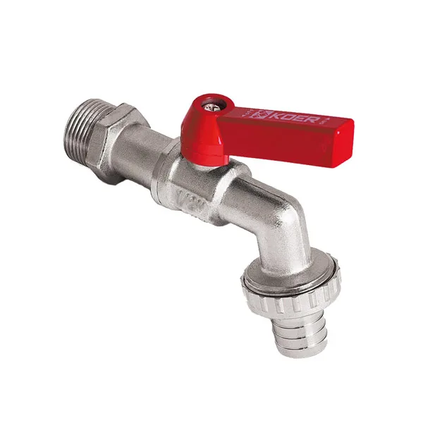 Кран поливальный 1/2" латунь KOER KR.251 никелированный стальной угловой