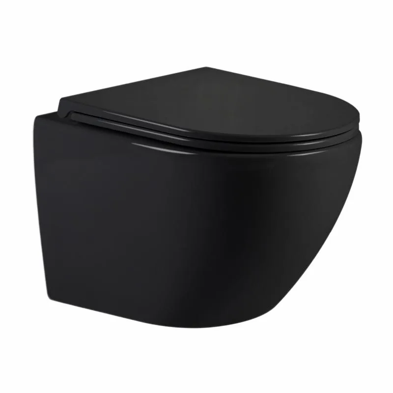 Підвісний унітаз Qtap Jay Ultra Quiet 485x360x320 мм кераміка матовий чорний