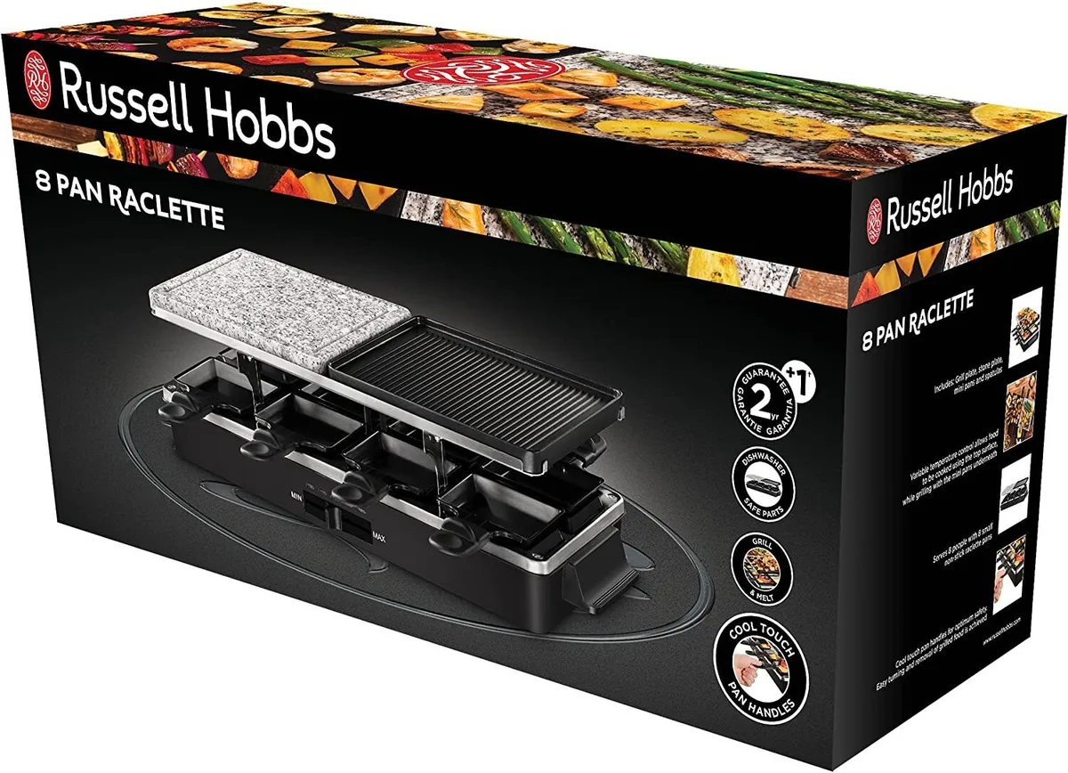 Гриль Russell Hobbs нержавеющая сталь 1400 Вт черный 8 сковородок 3 в 1