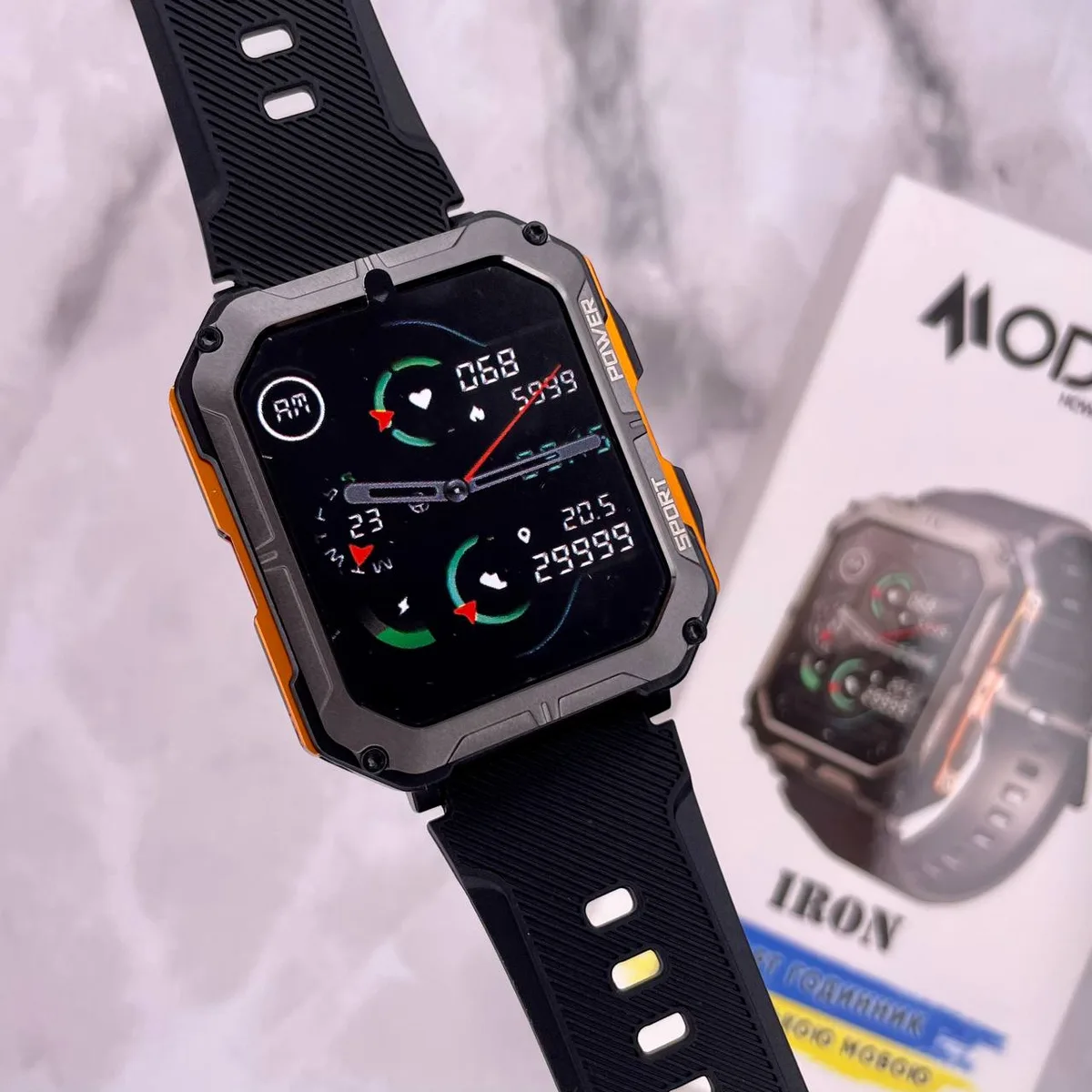 Розумні годинники Modfit полімер сталь 1,83 дюйма чорно-жовтогарячі