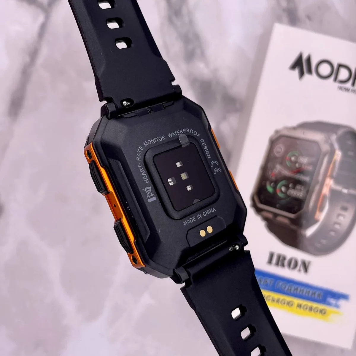 Розумні годинники Modfit полімер сталь 1,83 дюйма чорно-жовтогарячі