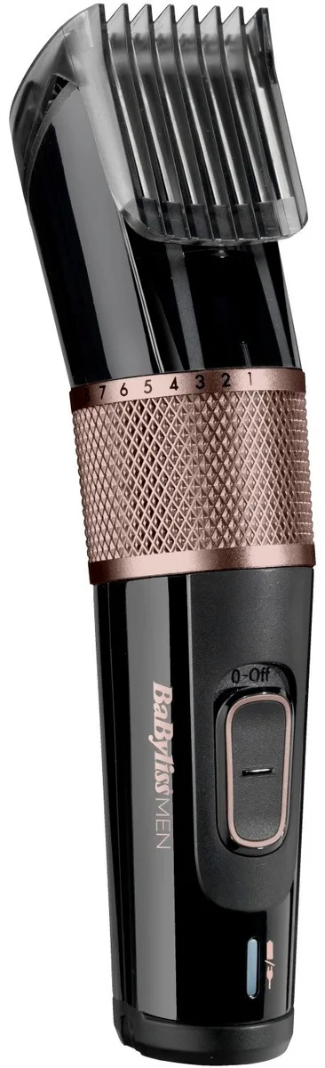 Машинка для стрижки Babyliss, с комбинированным питанием (сеть и аккумулятор), вибрационный двигатель, одна насадка, из нержавеющей стали, цветовая гамма: черный с коричневым