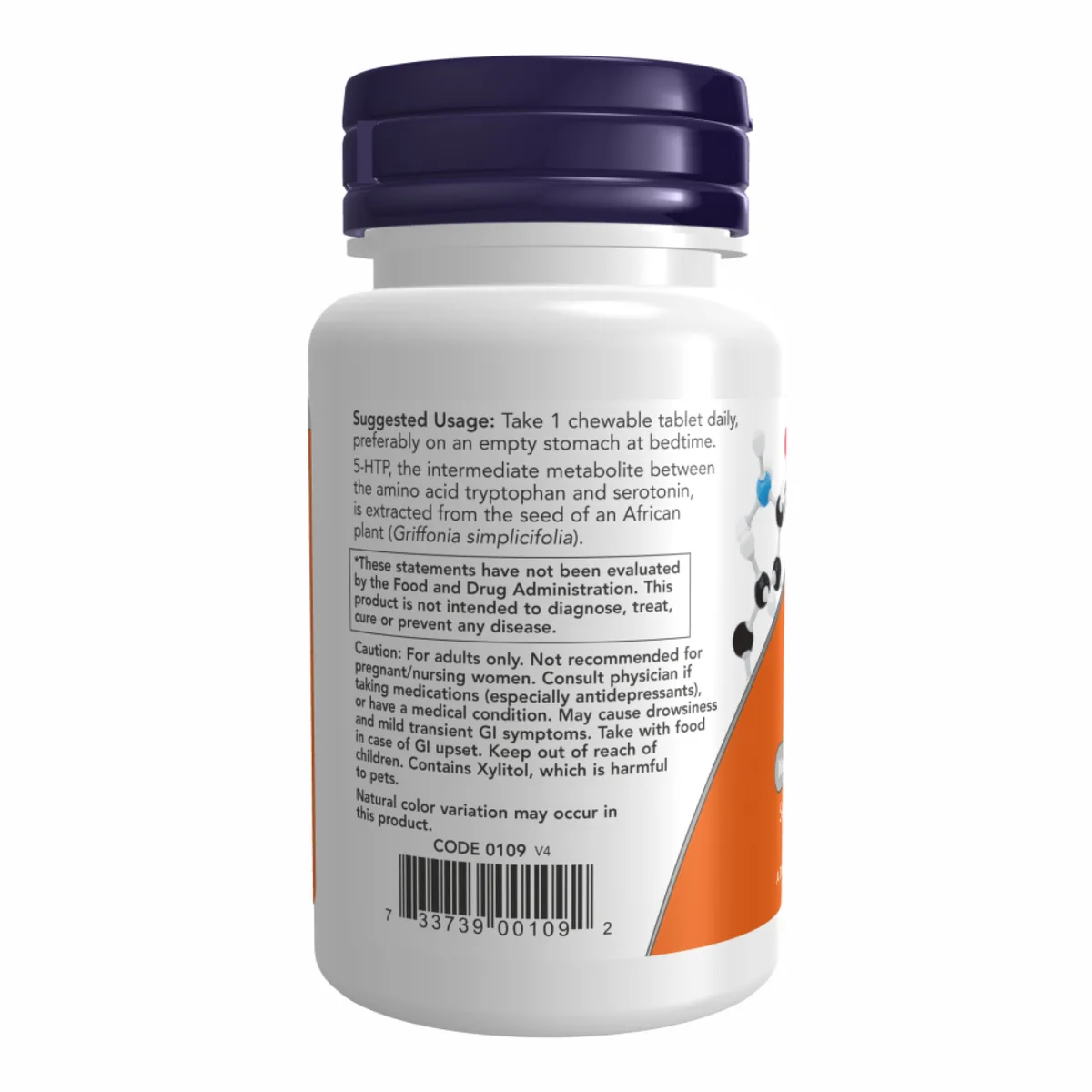 5-HTP 100mg жевательные таблетки Now Foods 90 таб Citrus