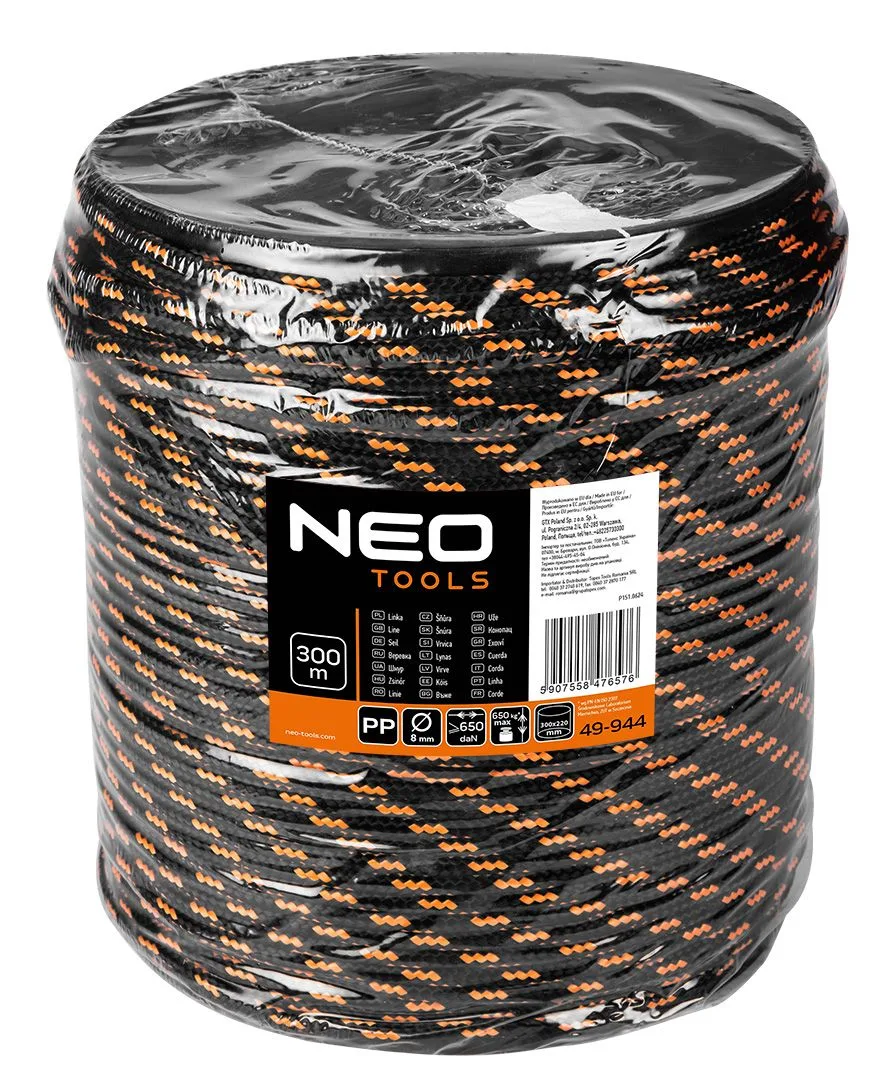 Шнур поліпропіленовий Neo Tools плетений 8 мм 300 м