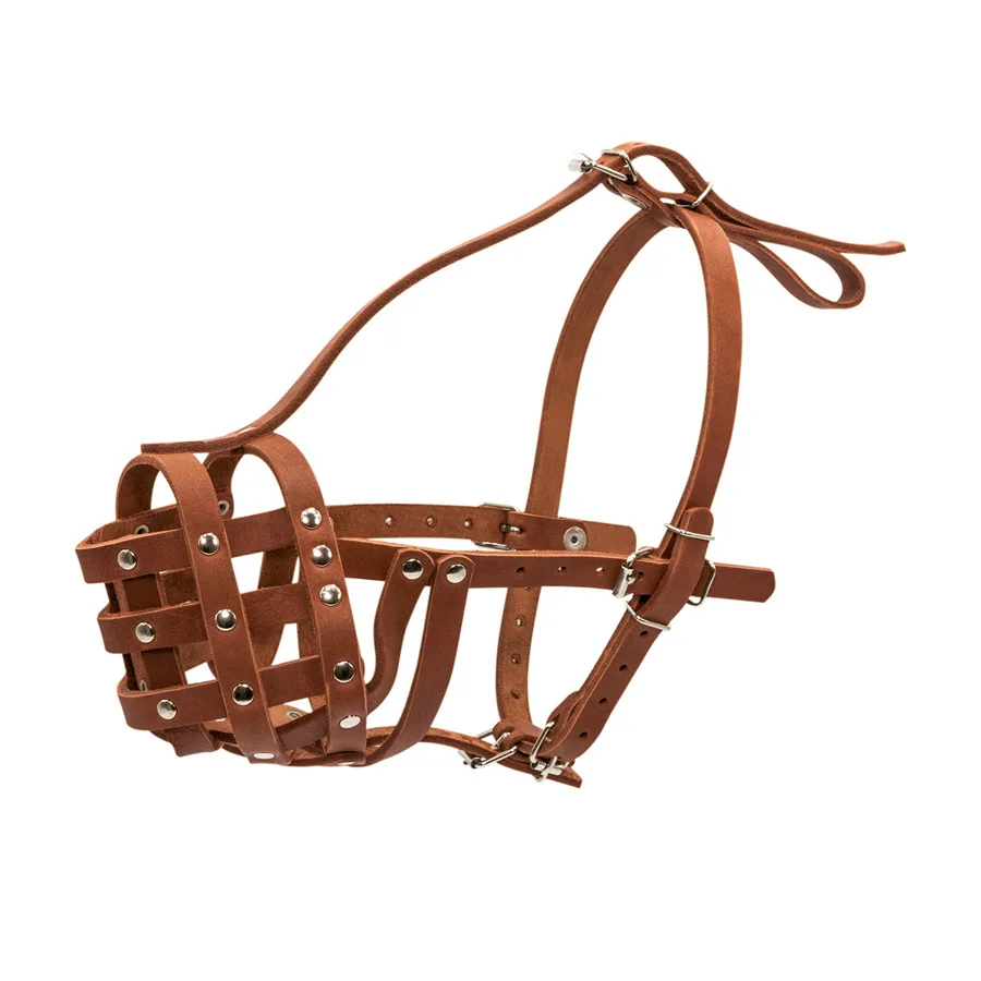 Намордник твердый CoLLaR №7 11х38 см кожаный коричневый для больших собак