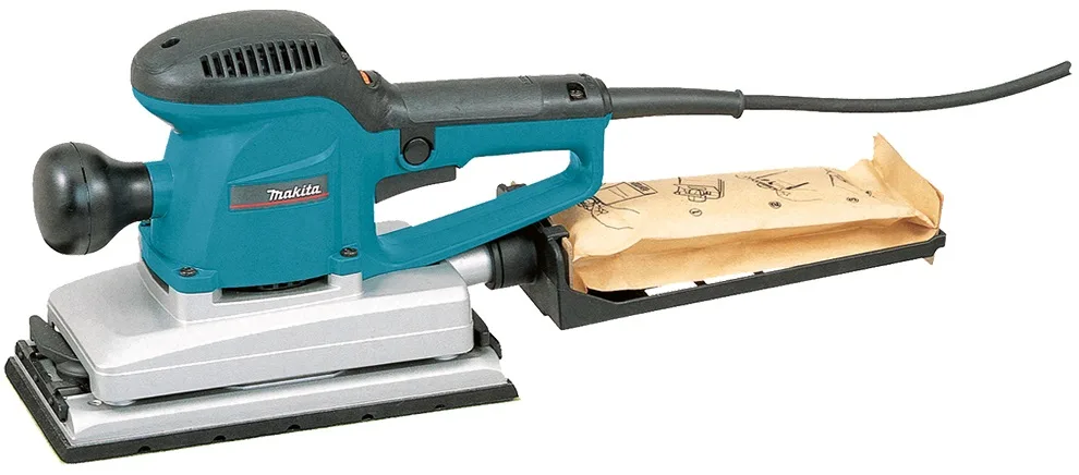 Вибрационная шлифмашина Makita 330Вт 115x229мм для обработки поверхностей с пылесборником для домашнего использования.