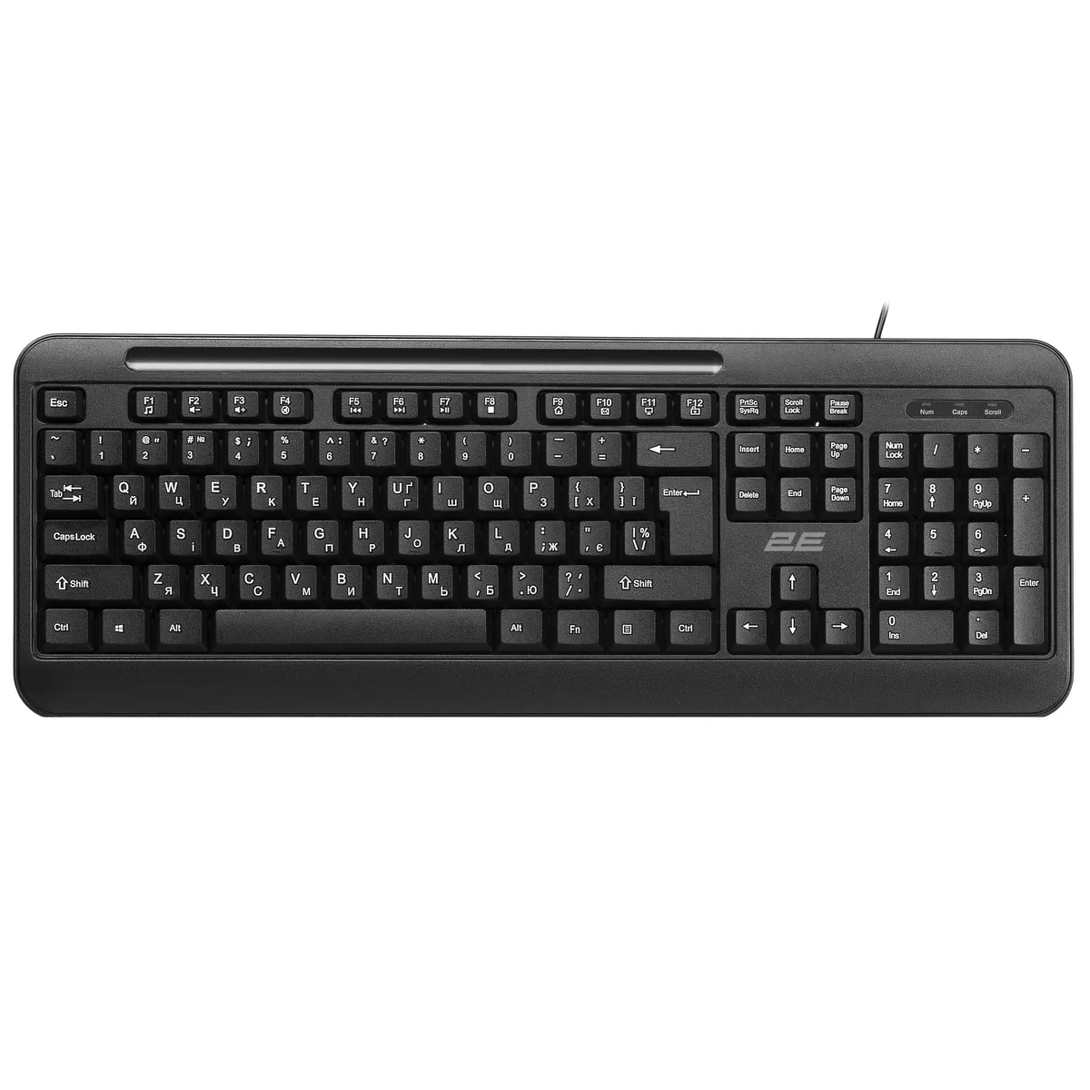 Клавіатура мембранна 2E KM1040 104key, USB-A, EN/UK, чорний