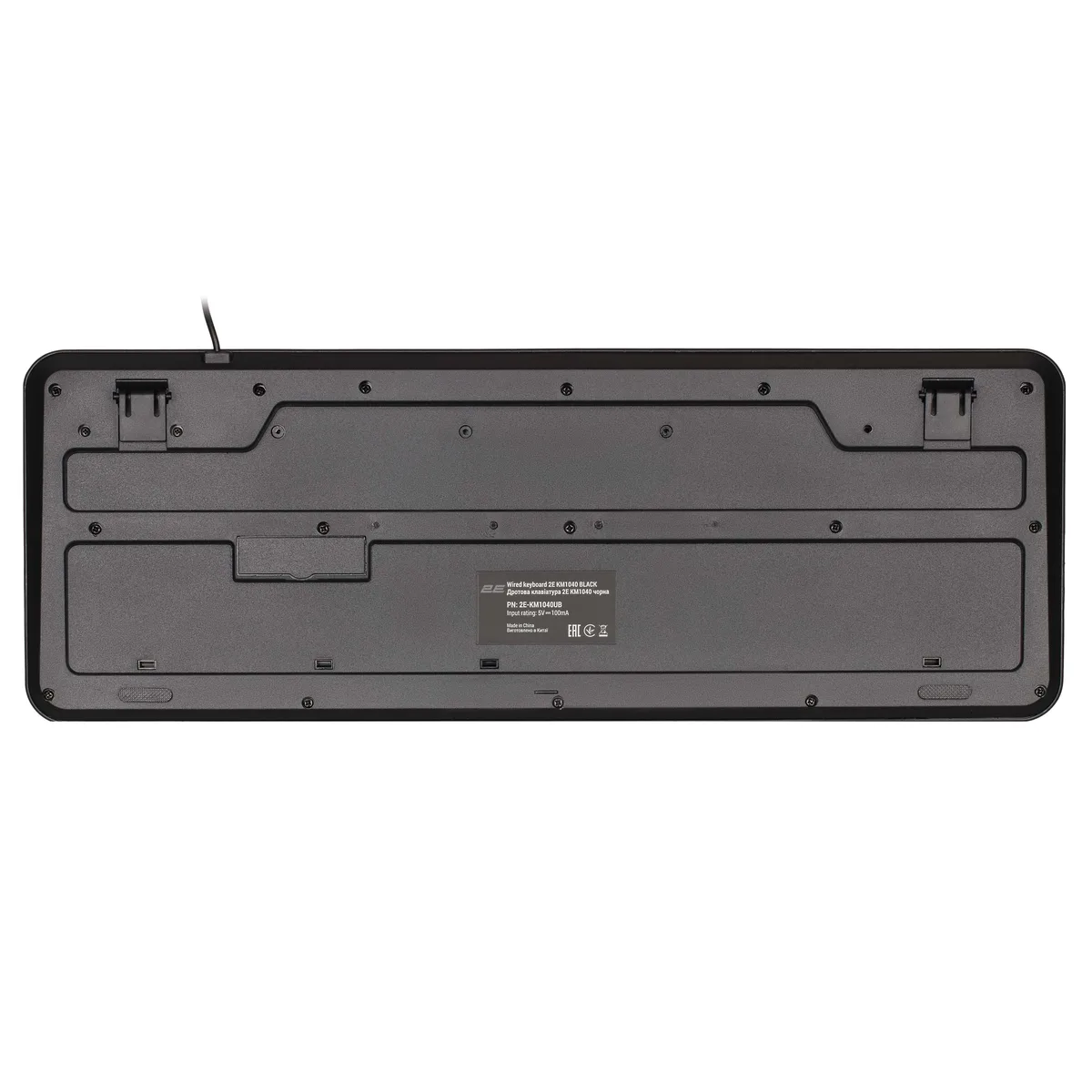 Клавіатура мембранна 2E KM1040 104key, USB-A, EN/UK, чорний