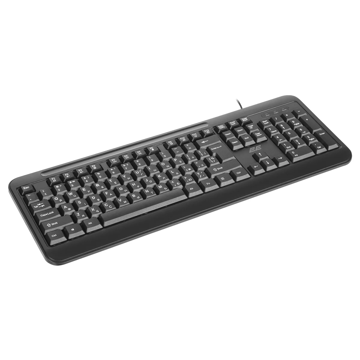 Клавіатура мембранна 2E KM1040 104key, USB-A, EN/UK, чорний
