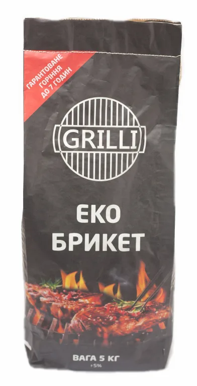 Деревноугольный экобрикет GRILLI 5 кг бездымный экологический