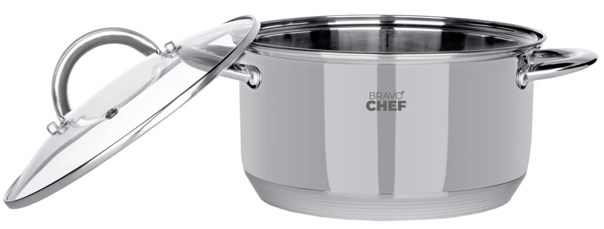 Каструля Bravo Chef нержавіюча сталь 22 см 4,35 л з кришкою