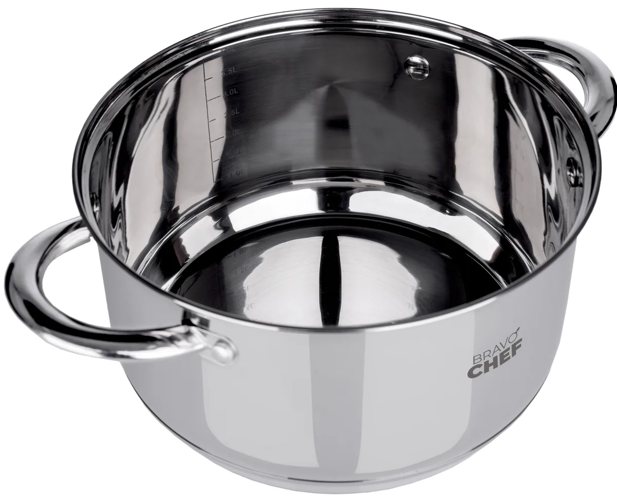 Каструля Bravo Chef нержавіюча сталь 22 см 4,35 л з кришкою