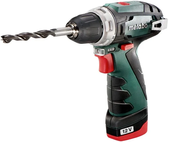 Акумуляторний дриль-шуруповерт Metabo PowerMaxx 12В 2А·год легкий бездротовий інструмент для домашніх робіт та ремонту