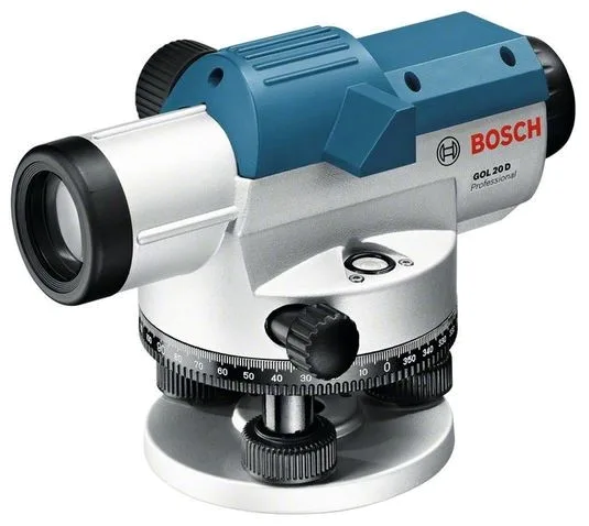 Оптичний нівелір Bosch Professional GOL 20D, дальність до 60 м, точність ±3.0 мм/30 м, зум x20, вага 1.5 кг.