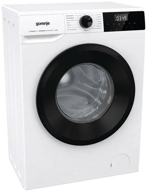 Фронтальная стиральная машина Gorenje, 8 кг, 1400 об/мин, энергетический класс A+++, 55 см, с дисплеем, функцией пара и инверторным двигателем, белая