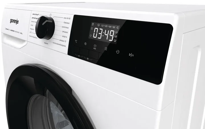Фронтальная стиральная машина Gorenje, 8 кг, 1400 об/мин, энергетический класс A+++, 55 см, с дисплеем, функцией пара и инверторным двигателем, белая
