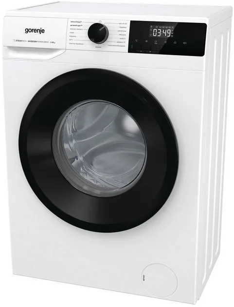 Фронтальная стиральная машина Gorenje, 8 кг, 1400 об/мин, энергетический класс A+++, 55 см, с дисплеем, функцией пара и инверторным двигателем, белая