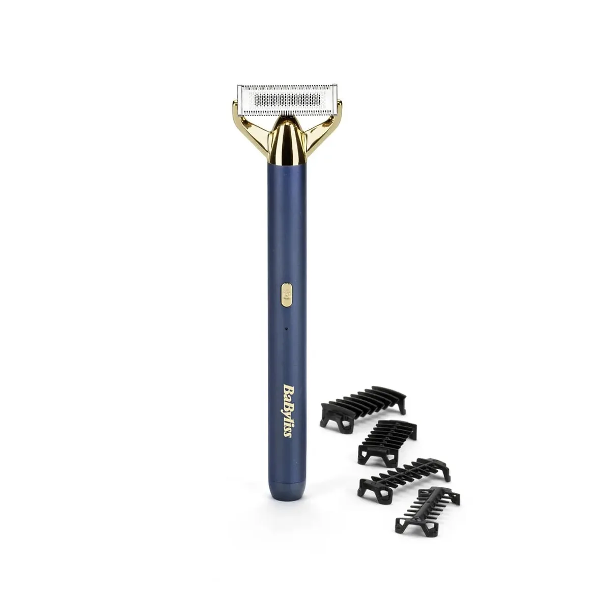 Тример Babyliss X-Blade Super-X Metal для бороди та вусів, акумуляторний, 4 насадки, кейс, підставка, сталь, синій.