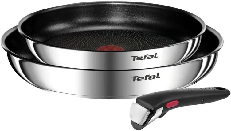 Набір кухонного посуду Tefal Ingenio Emotion, знімна ручка, 3 предмети, виготовлений з нержавіючої сталі та бакеліту.