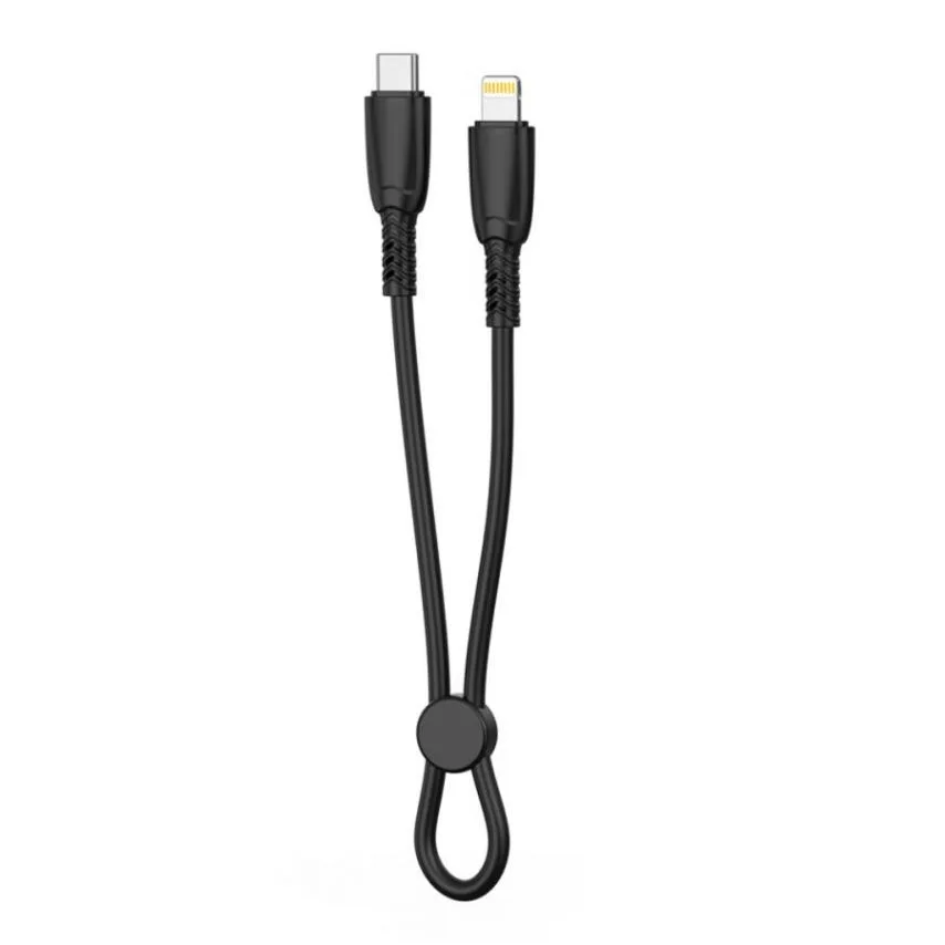 Кабель USB Type-C to Lightning XO силіконовий 0,25 м 27W чорний