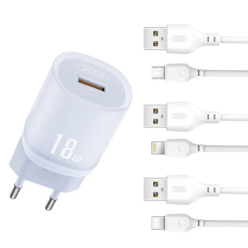 Сетевое зарядное устройство XO 1USB Type-C 18W синее