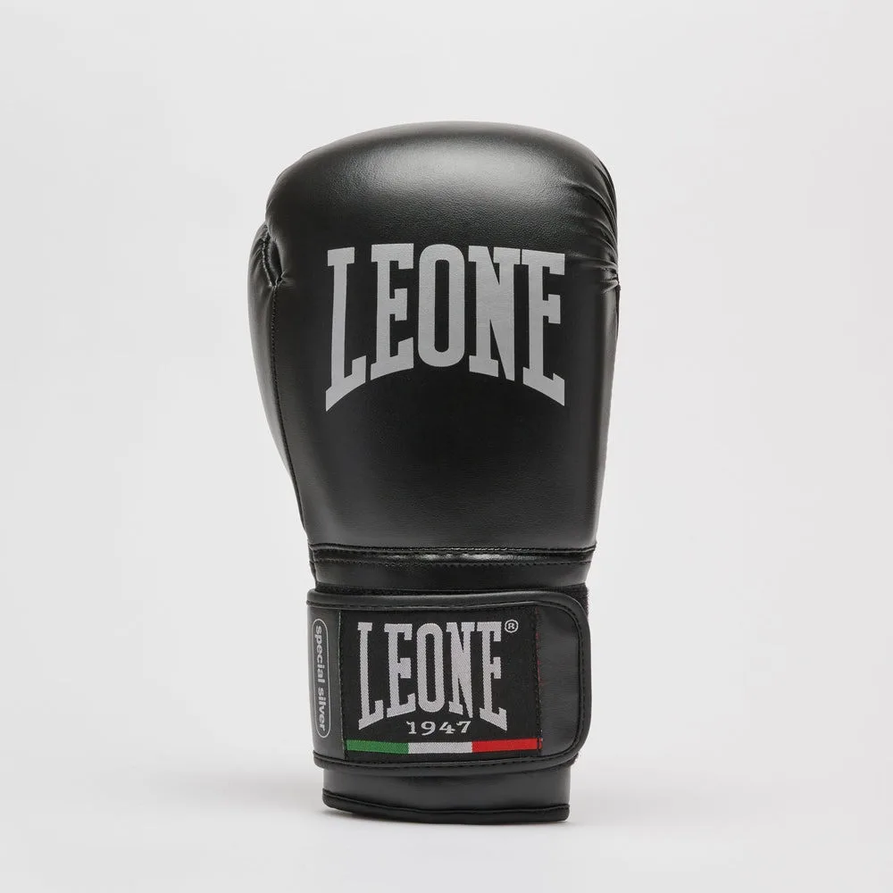 Боксерські рукавиці Leone штучна шкіра 12 унцій чорні з капою
