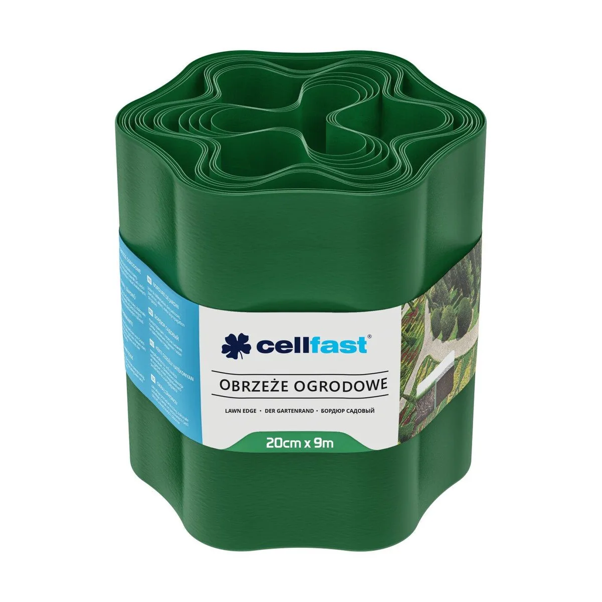 Газонна стрічка Cellfast, хвиляста бордюрна, 20 см х 9 м, зелена.