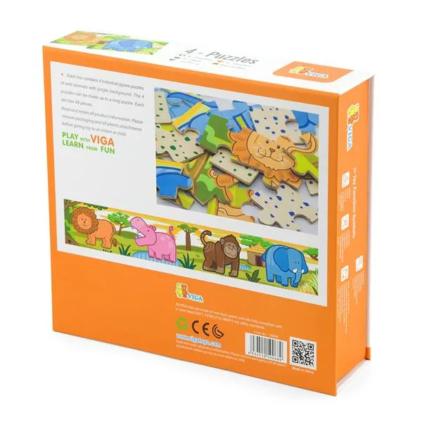 Дерев'яний пазл Viga Toys 48 ел Джунглі 21х5х19 см різнокольоровий