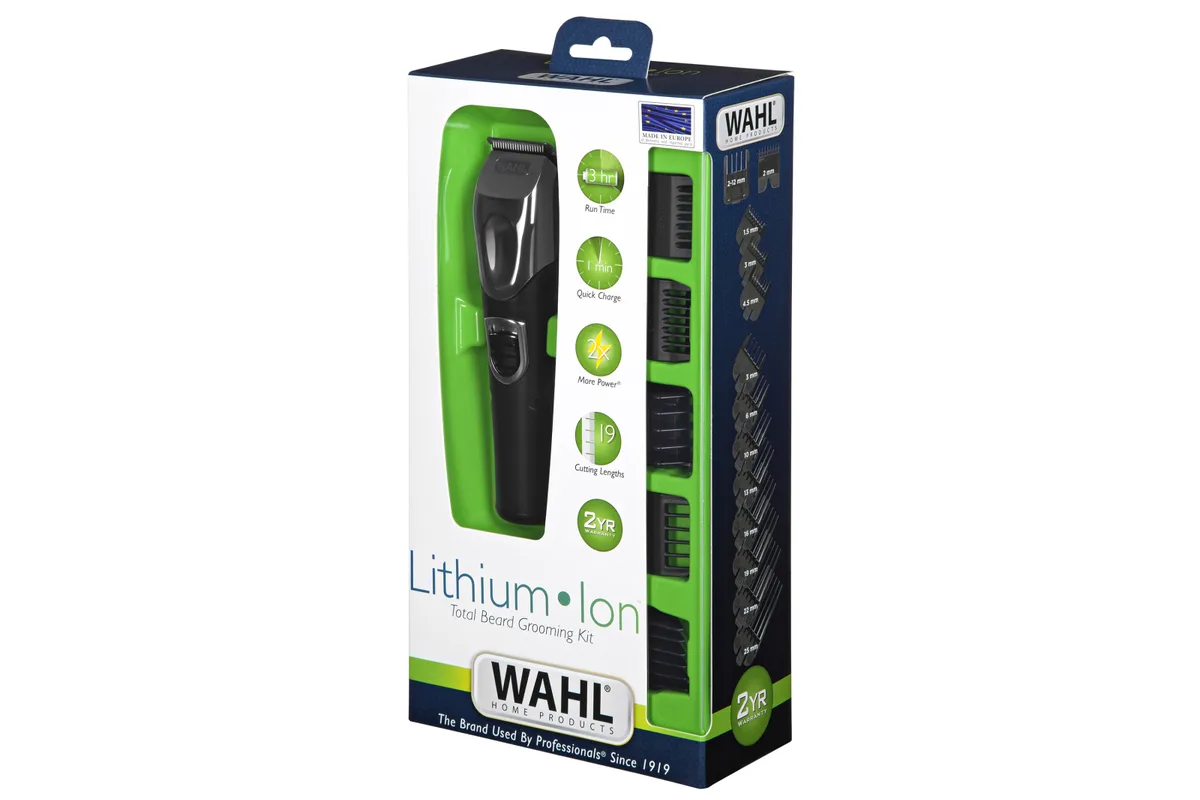 Набір для догляду за бородою та вусами WAHL Total Beard Grooming Kit, з мережевим і акумуляторним живленням, 12 насадок, сталь, чо