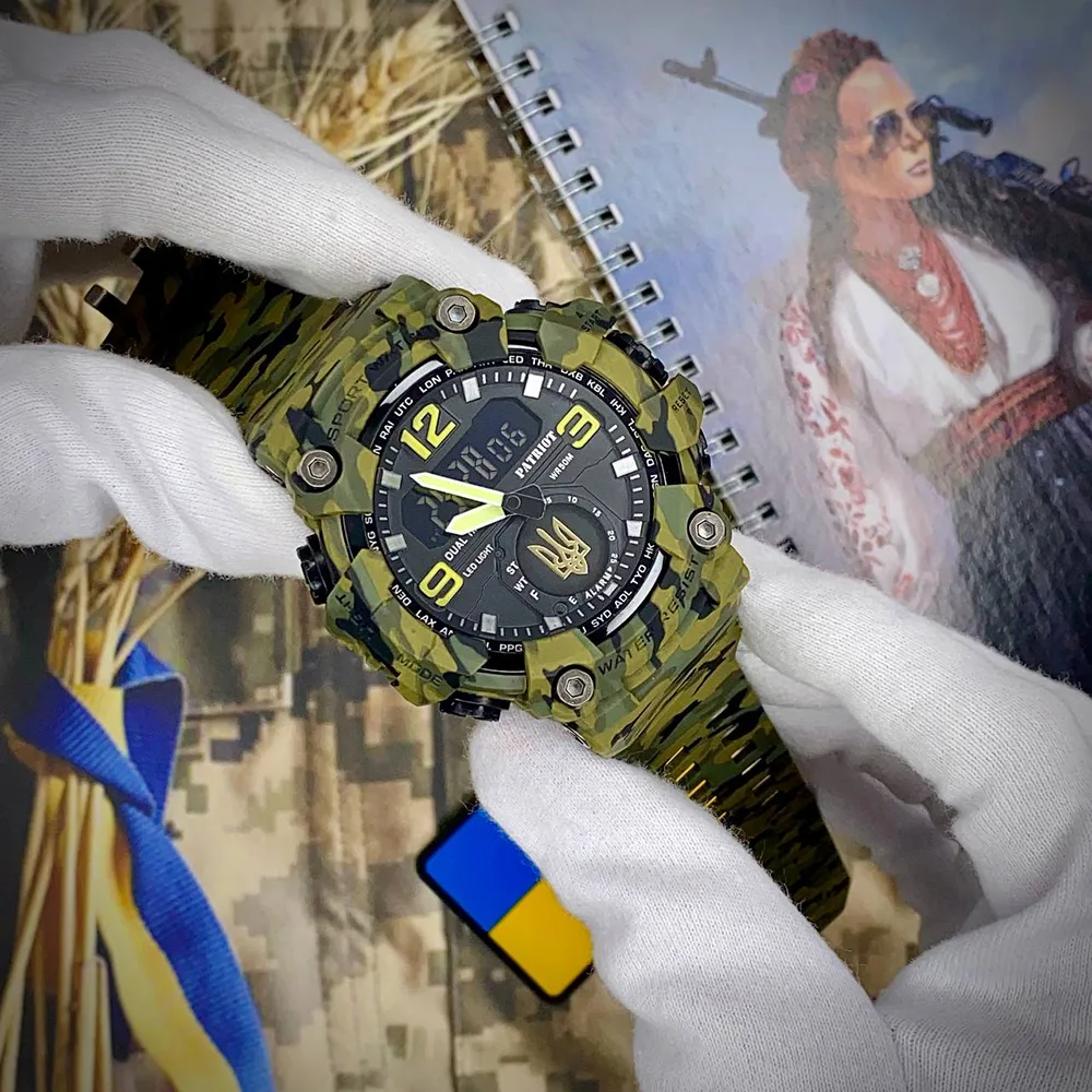 Наручні годинники Patriot 004CMGRUAGD камуфляжні 40 мм з будильником і хронометром