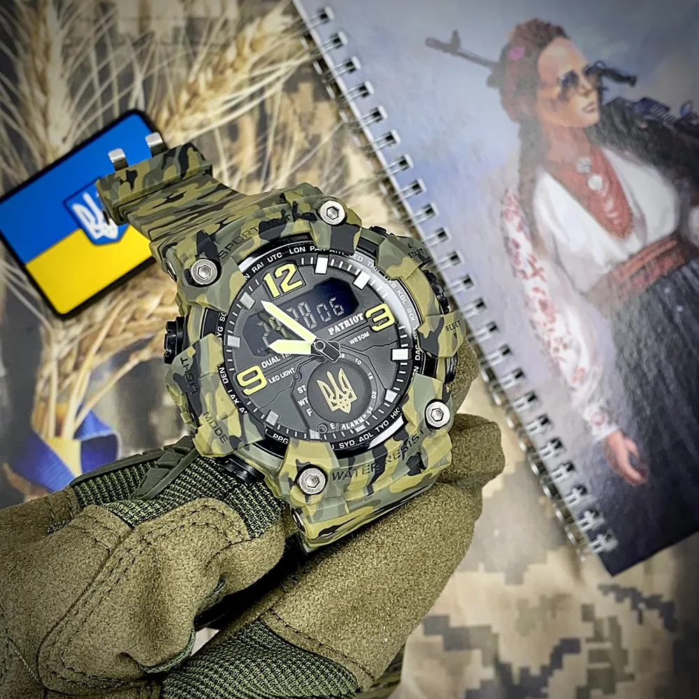 Наручні годинники Patriot 004CMGRUAGD камуфляжні 40 мм з будильником і хронометром