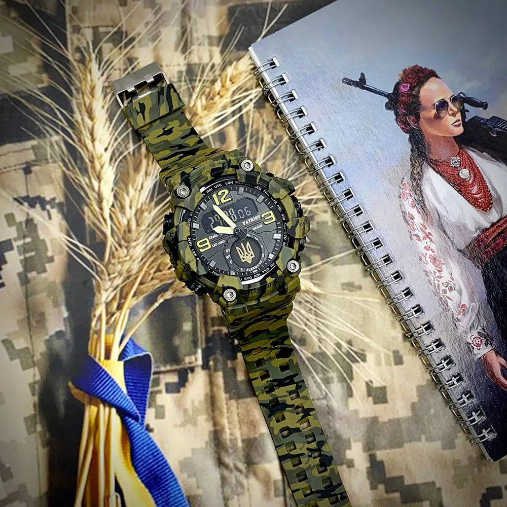 Наручні годинники Patriot 004CMGRUAGD камуфляжні 40 мм з будильником і хронометром