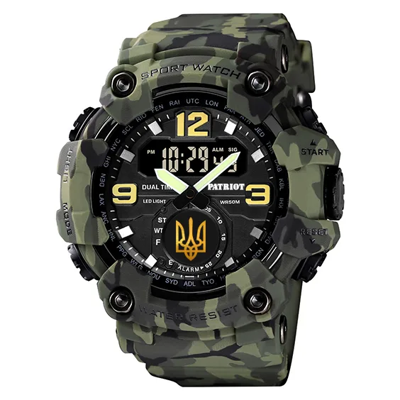 Наручні годинники Patriot 004CMGRUAGD камуфляжні 40 мм з будильником і хронометром