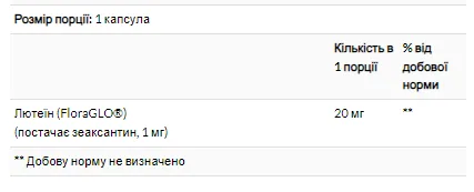 Лютеин Solgar 20 мг 60 капсул мягких