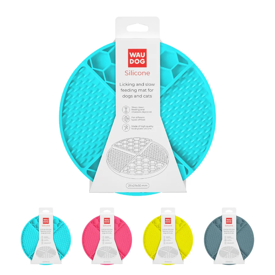 Килимок для злизування WAUDOG Silicone 21,1х21,1х3 см силіконовий блакитний