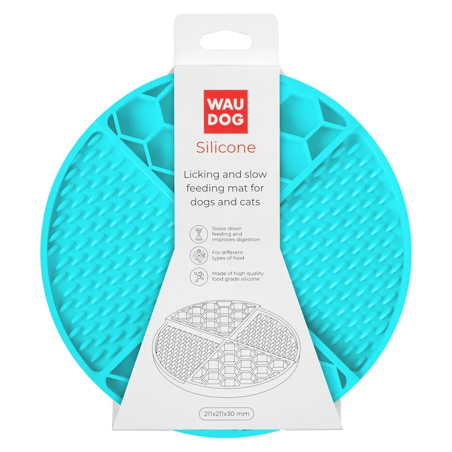 Коврик для слизывания WAUDOG Silicone 21,1х21,1х3 см силиконовый голубой
