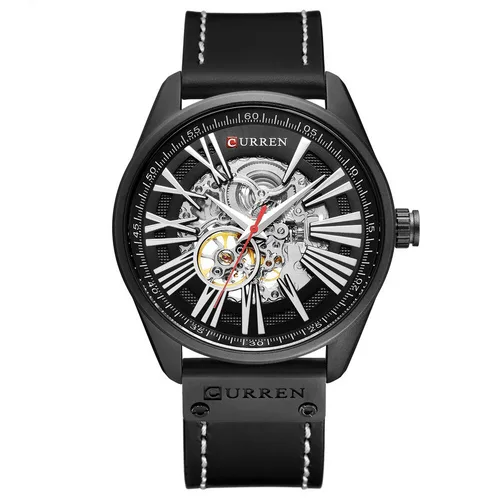 Годинники Curren 8299 All Black кварцові 47 мм водонепроникні 30 м чорні